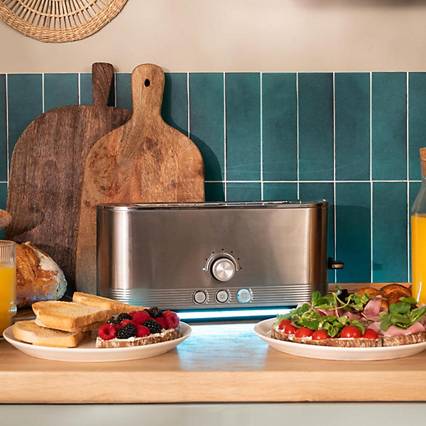 Grille-pain Inox 1050W Fente Longue LED