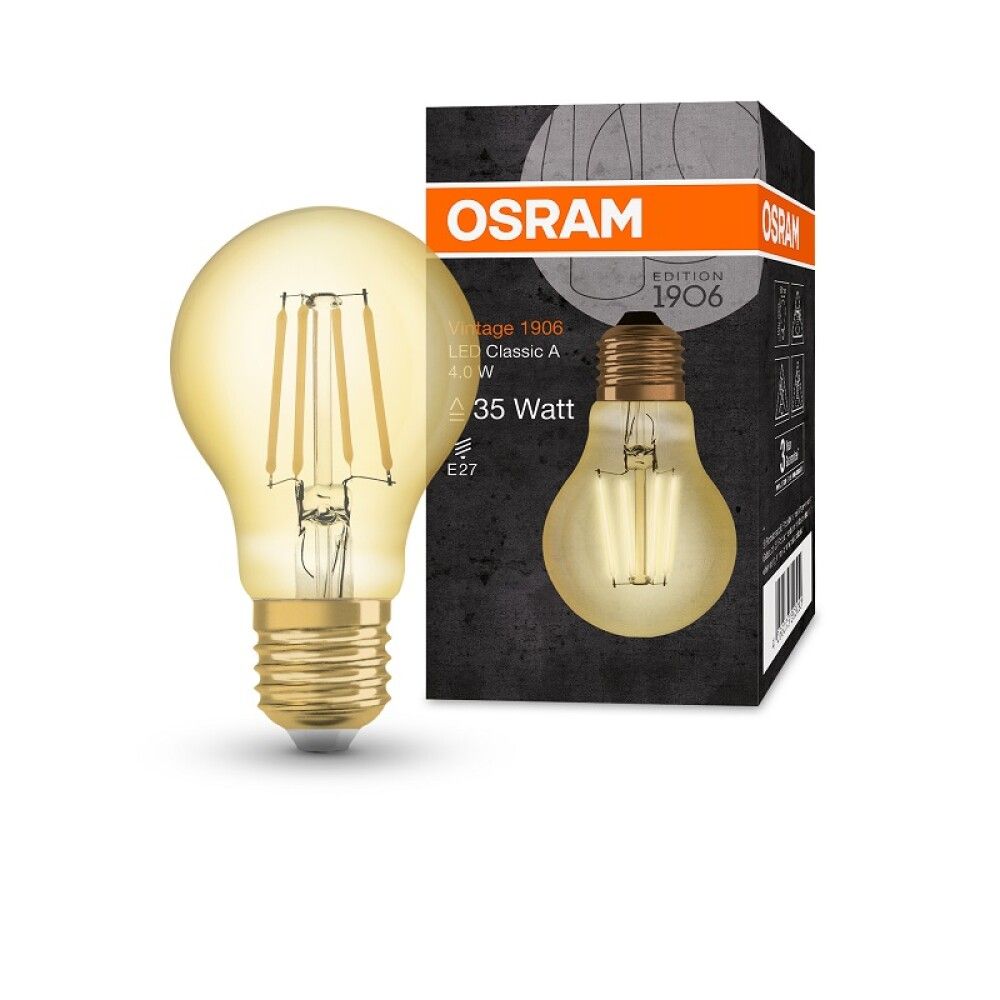 LYSPÆRE OSRAM CL A LED FILAMENT GULL E27 4W