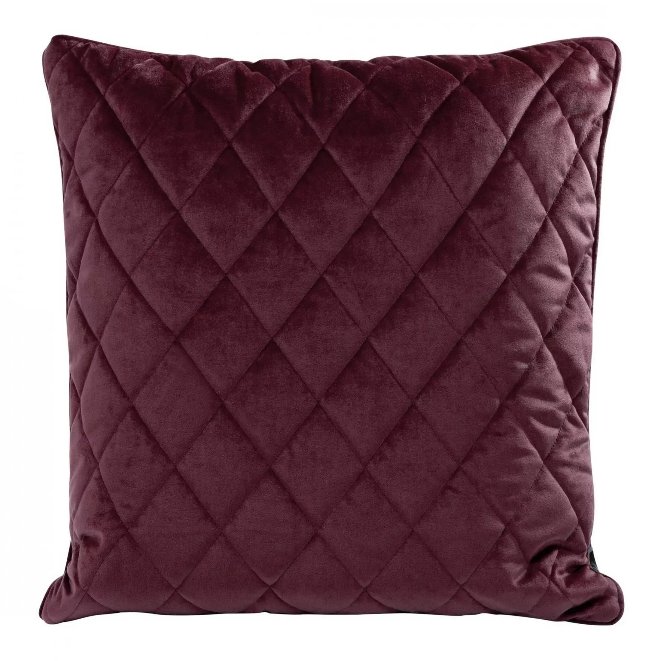 Poduszka 50 x 50 cm bordowa pikowana we wzór karo z ozdobną wypustką na brzegach VELVET 28