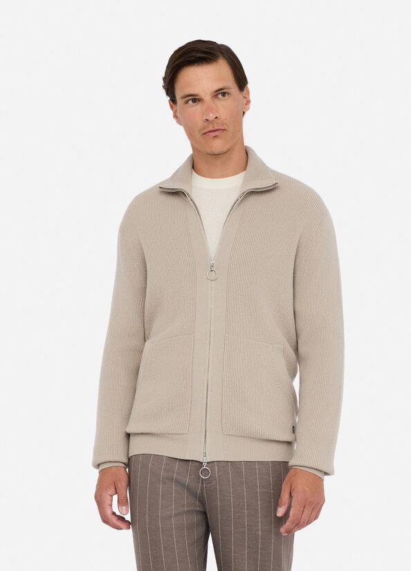 Cardigan in lana e cashmere con zip