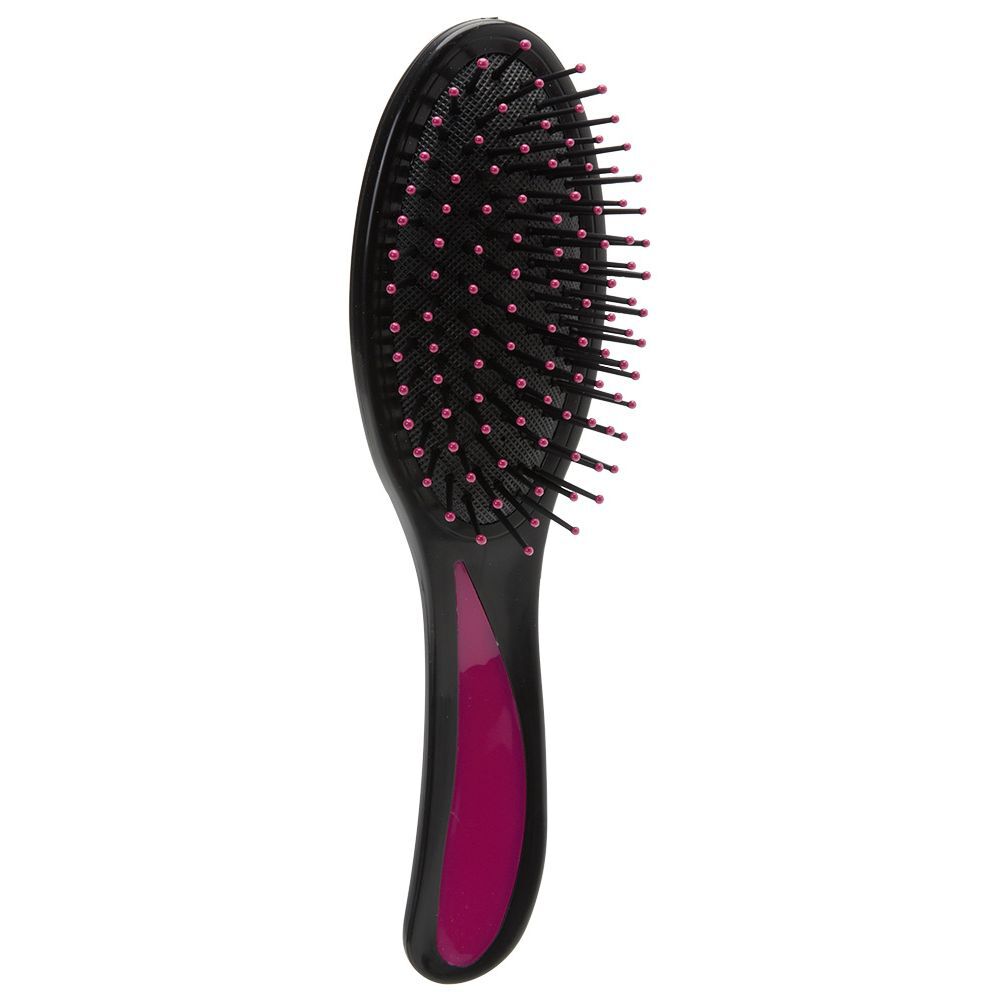 Brosse pneumatique ovale picots perlés pvc noir fuchsia