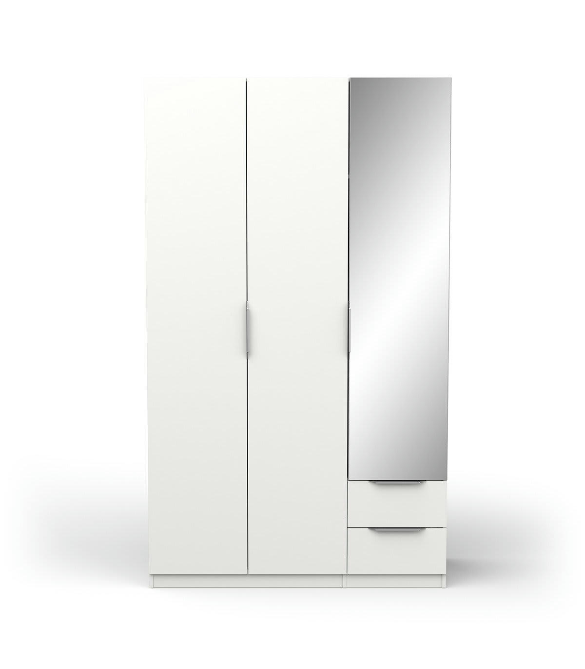 GHOST - Armoire 3 portes, 2 tiroirs et 1 miroir - L119,4 cm