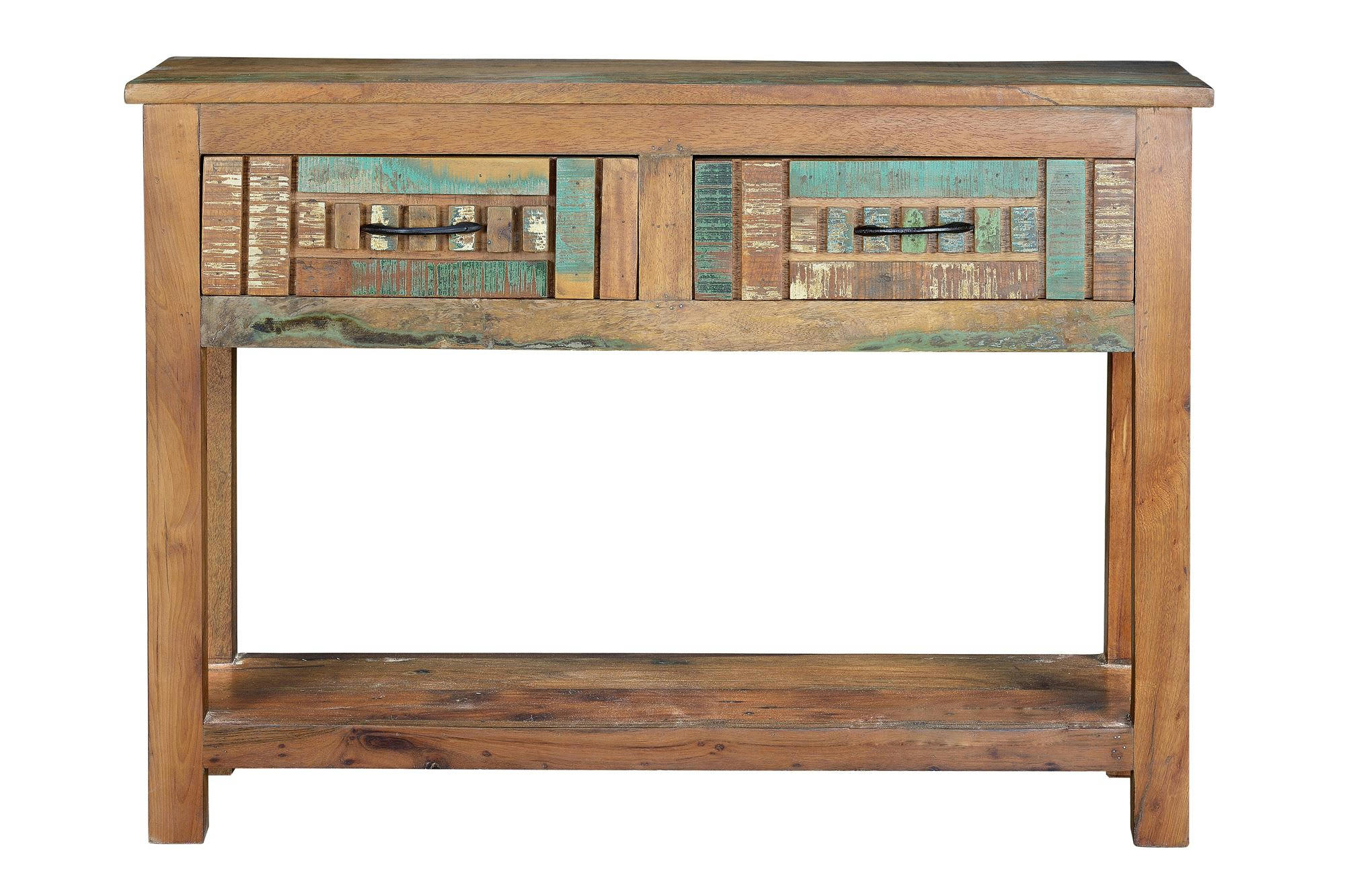 - Console en bois recyclé multicolore