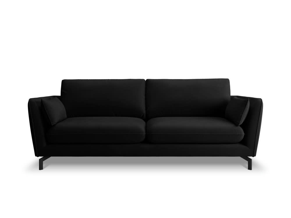 PODIUM - Canapé 3 places en velours noir