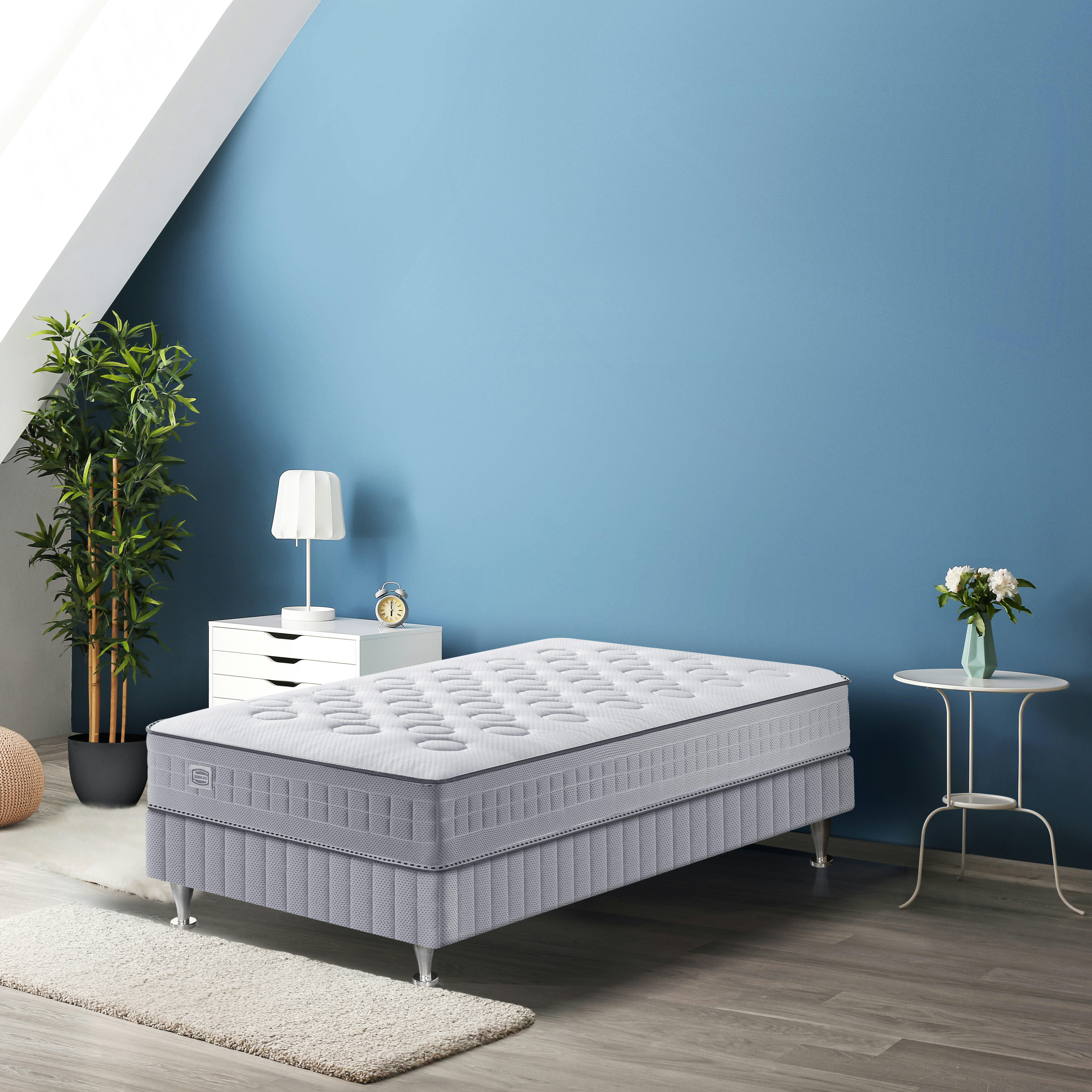 ENS SW1 - Ens INITIAL 90x190 matelas H23 ressort ensachés, ferme, sommier