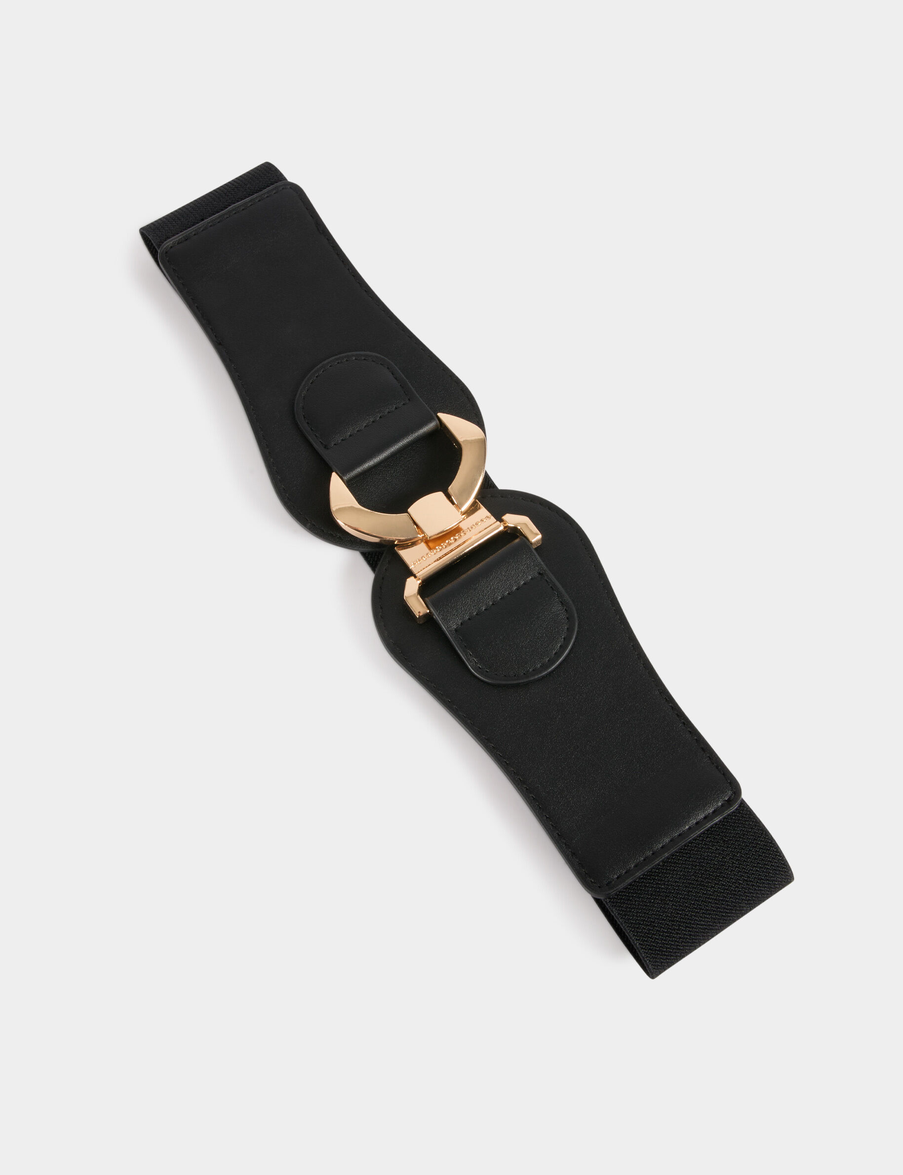 Wide Faux Leather Belt Black Women