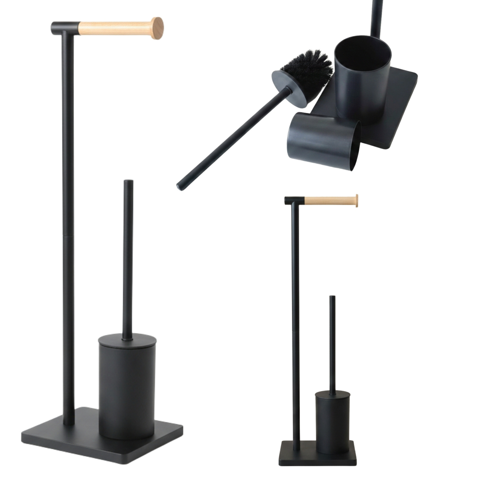 Szczotka do WC z bambusowym uchwytem na papier toaletowy ISME, 66 cm