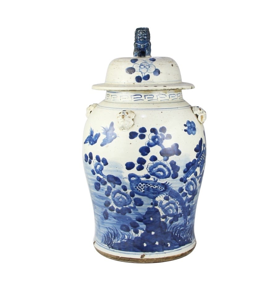 Fine Asianliving Chinese Gemberpot Blauw Wit