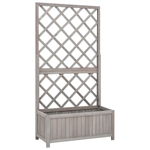 NNEVL Garden Trellis Planter Grey 70x30x135 cm Solid Firwood