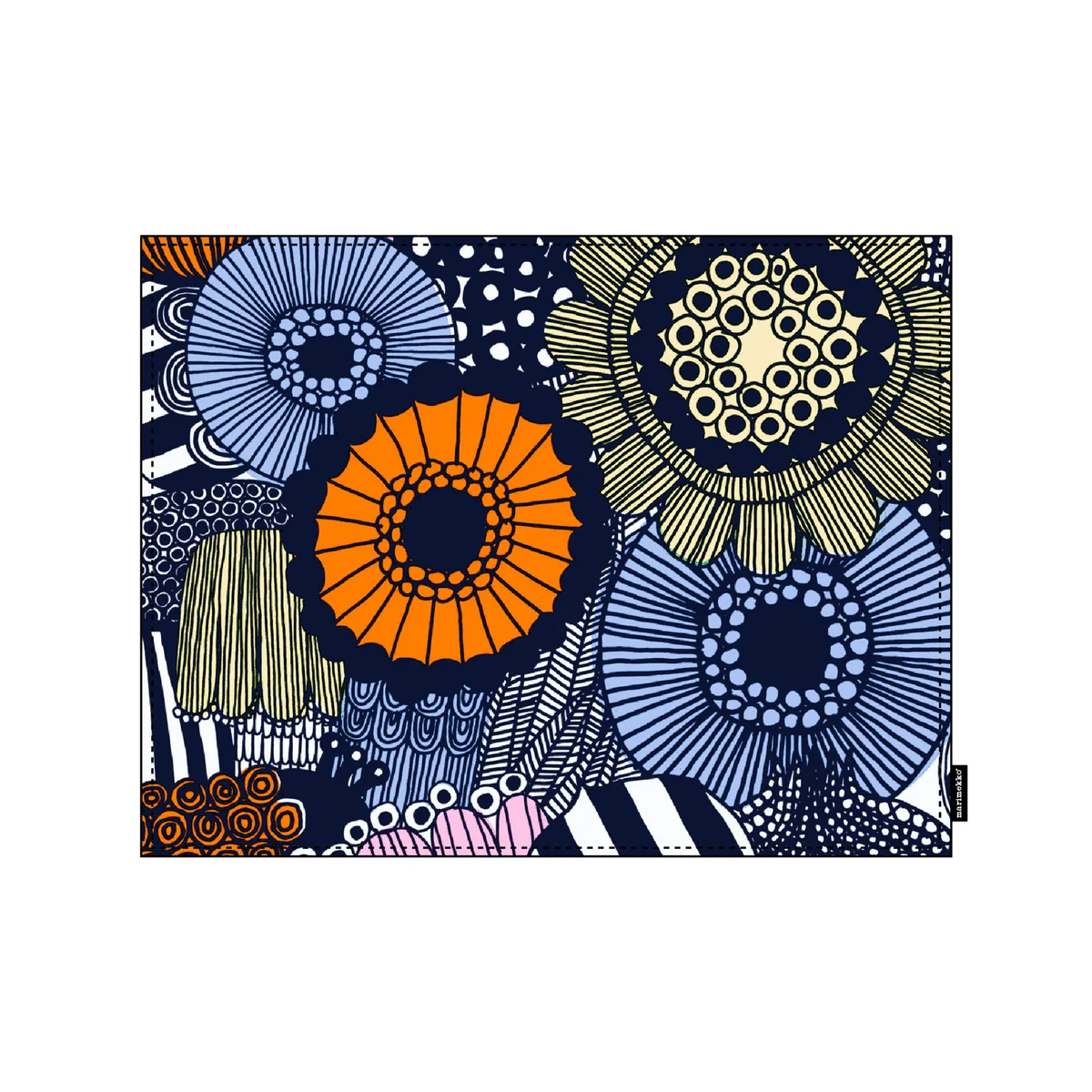 Marimekko - Pieni Siirtolapuutarha Tischset, 31 x 42 cm, weiß / hellgelb / orange / hellblau
