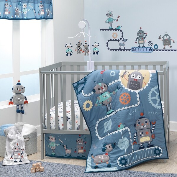 Bedtime Originals Robbie Robot Musical Baby Crib Mobile Soother Toy - Gray