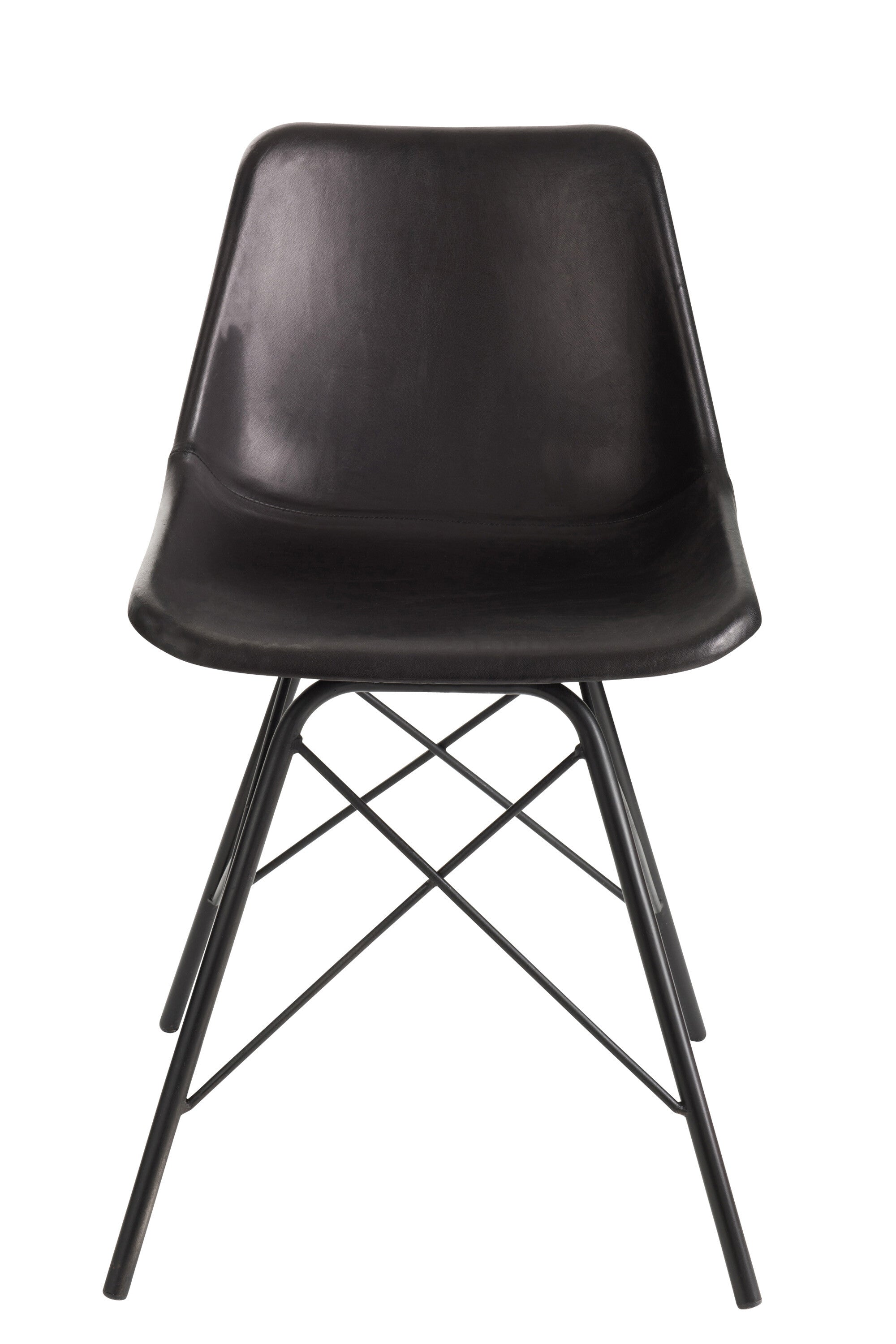 J-Line stoel Loft - leer/metaal - zwart - 2 stuks