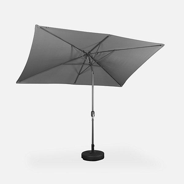 Parasol droit rectangulaire 2x3m - Touquet gris - mât central en aluminium orientable et manivelle d'ouverture
