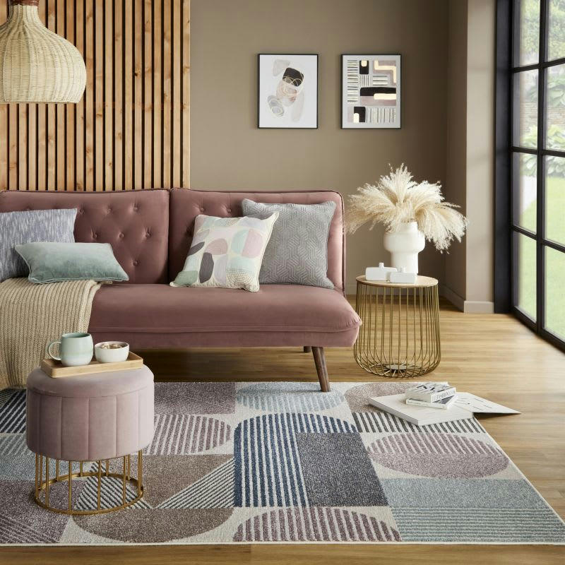 SHUFFLE - Tapis de salon art déco multicolore 120 x 170