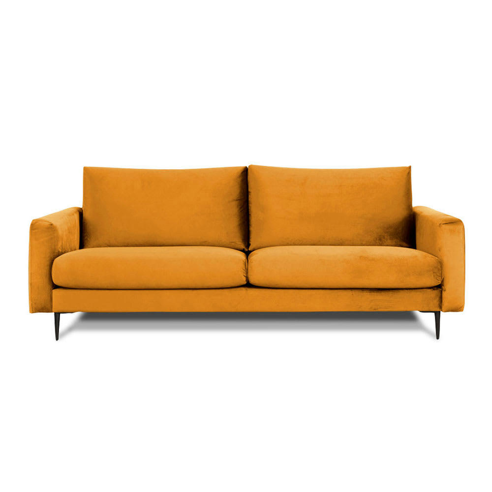 CARUSO - Canapé 3 places velours droit jaune