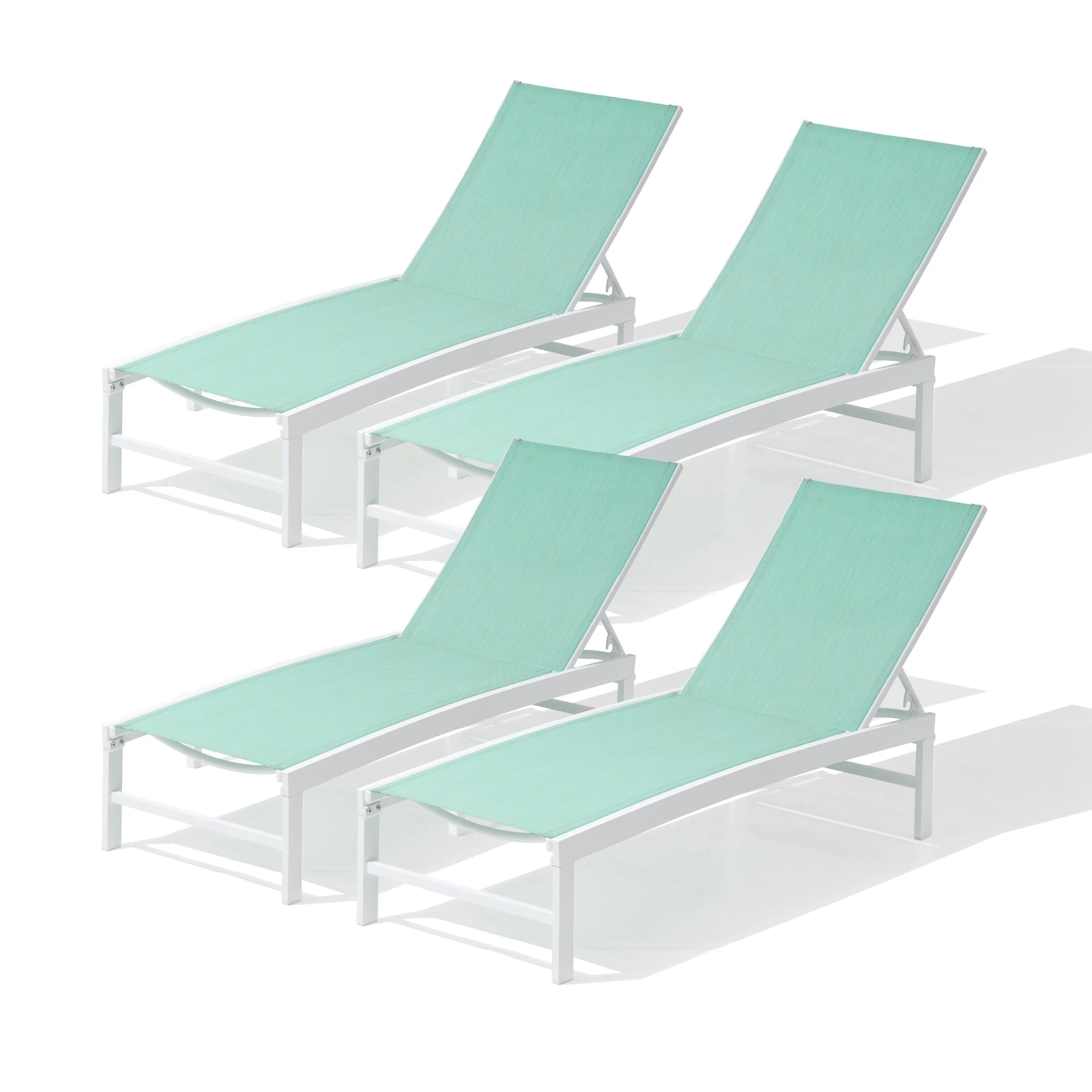 Pellebant Outdoor Adjustable Aluminum Chaise Lounge Chairs (Set of 4) - 23.43  W x 42.63 D x 13.15 H