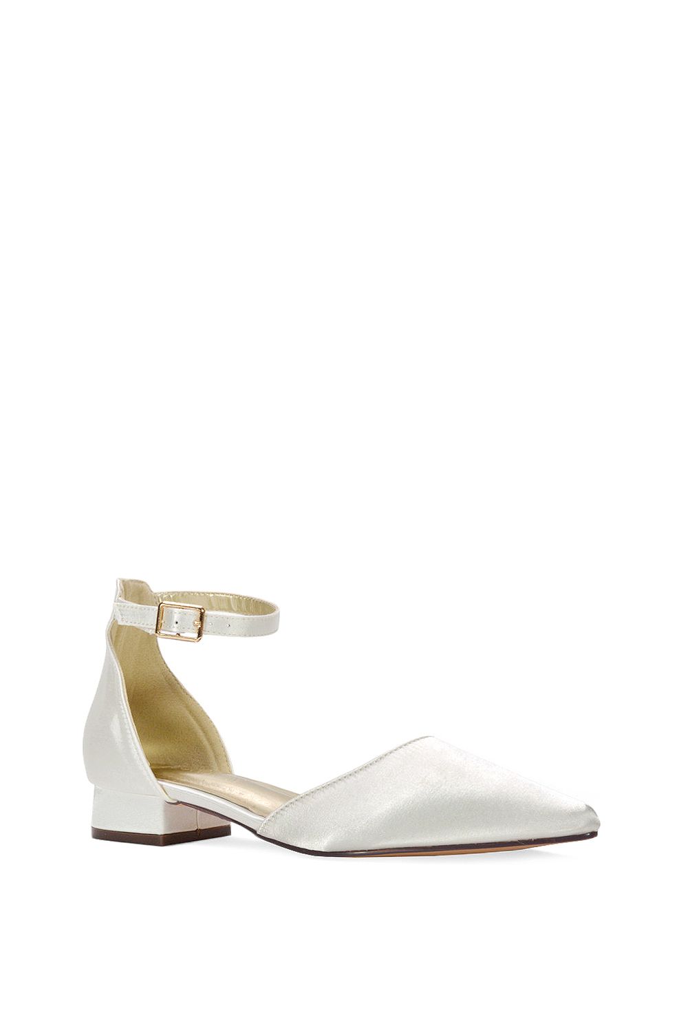 XY London Jenny' Ivory Satin Bridal Court Shoes With Low Heel