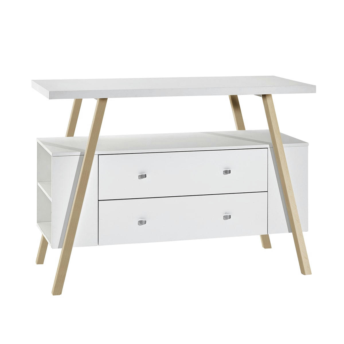 CHARLY - Commode 2 tiroirs plan blanc naturel