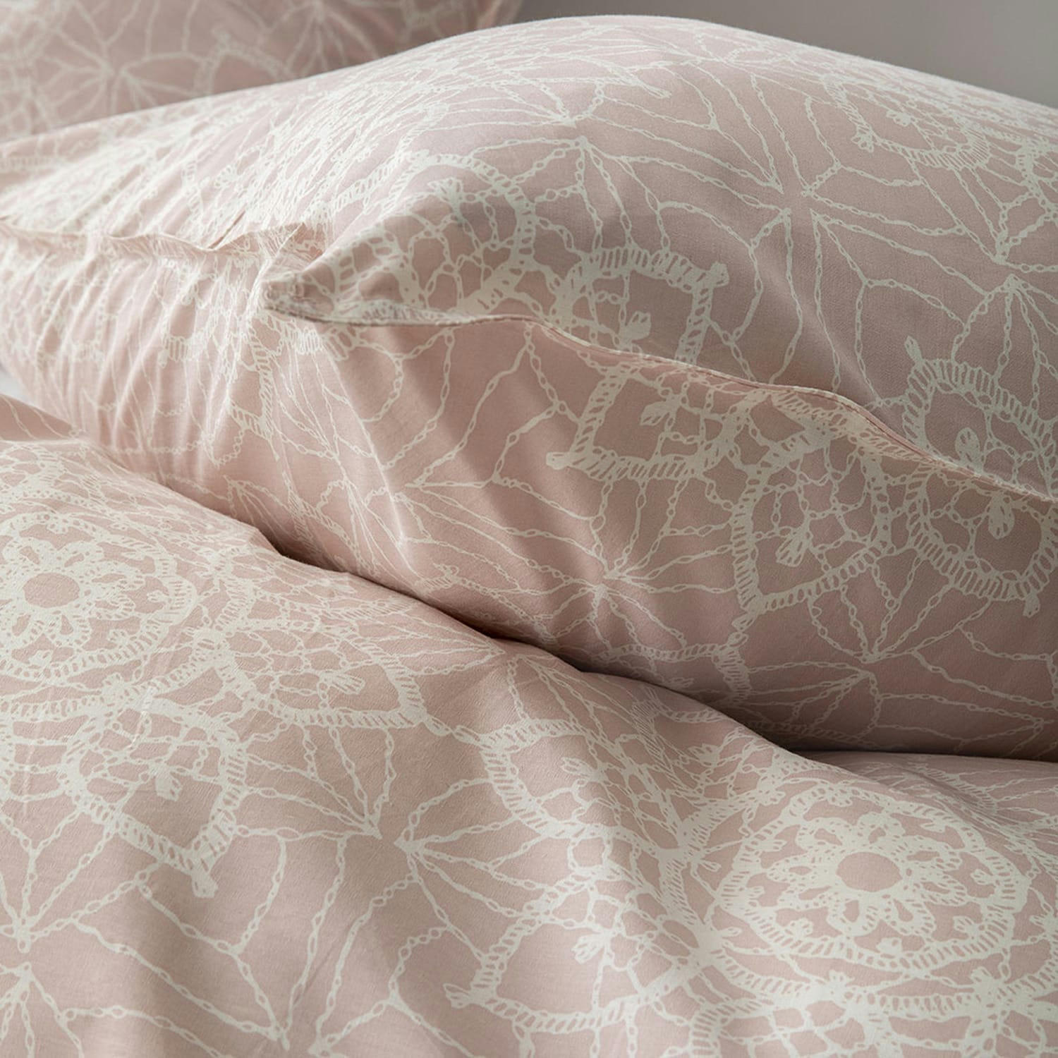 RENATO - Parure de lit 2 personnes imprimé bohème en Coton Rose 220x240 cm