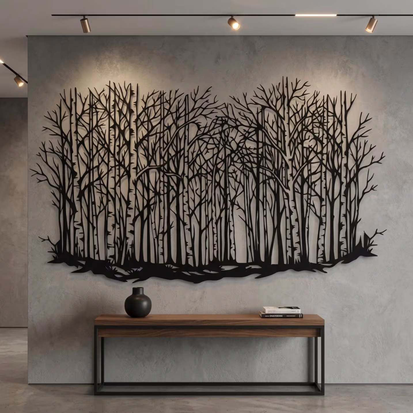 Birch Forest Metal Wall Decor, Large Above Fireplace Decor, Majestic Nature Living Room Wall Art, Large Horizontal Decor, Farmhouse Decor
