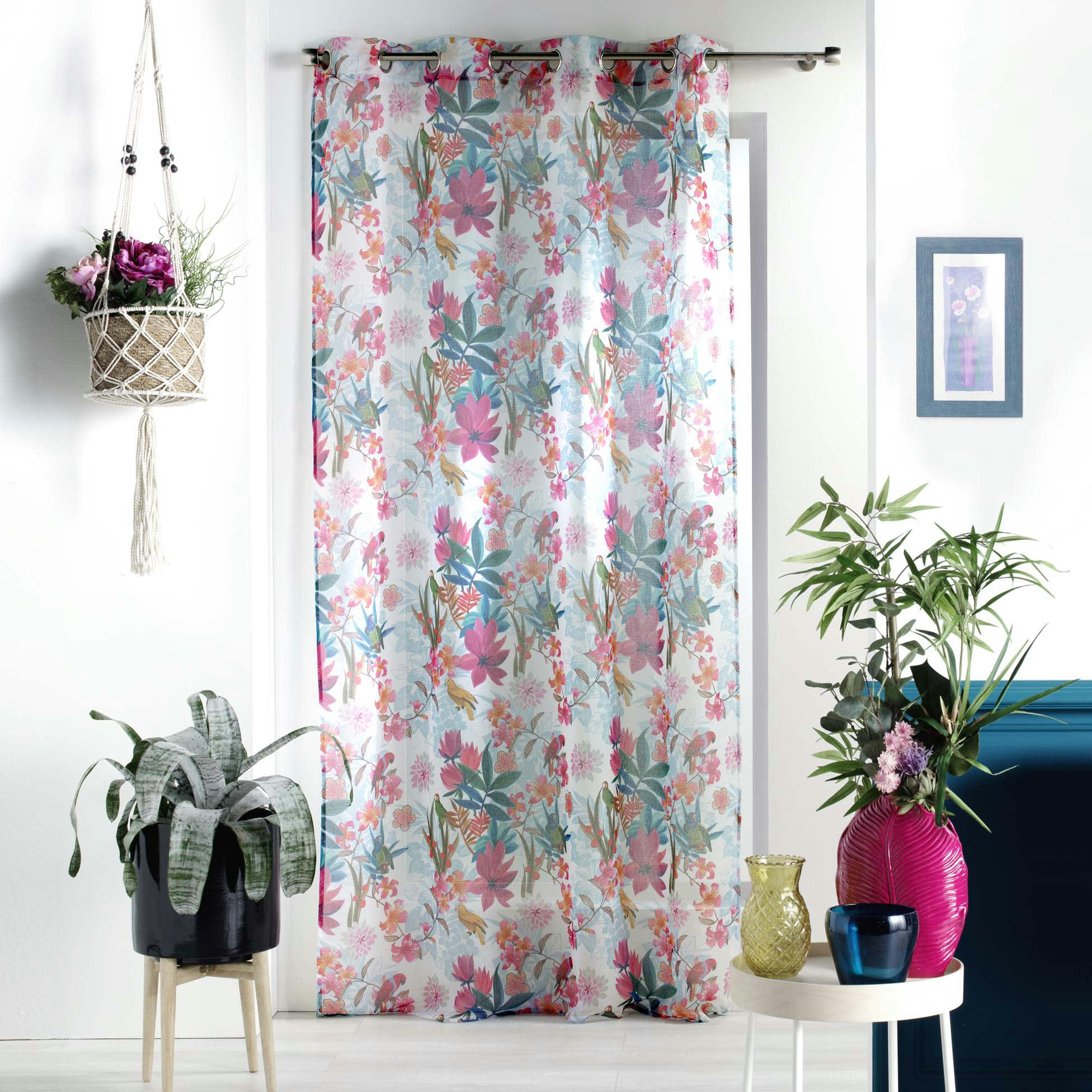 EXOTIC PARADISE - Voilage sablé polyester blanc 240x140cm
