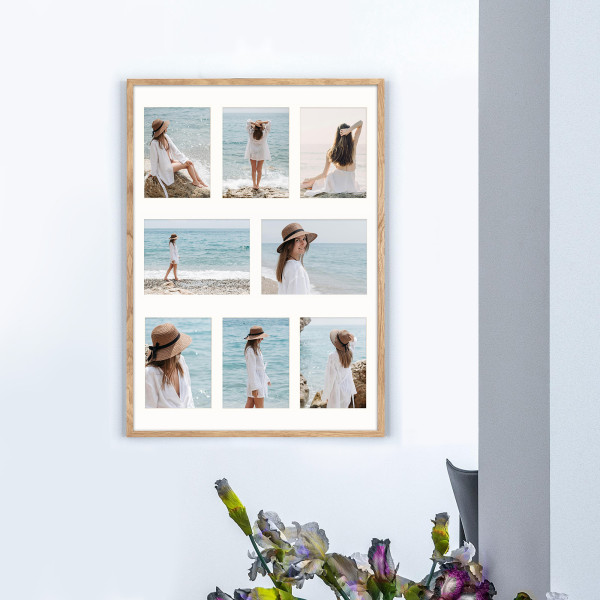 Ramka na 8 zdjęć 13x18 i 15x21 rama kolor dębowy foto galeria 50x70 FRAMAI®