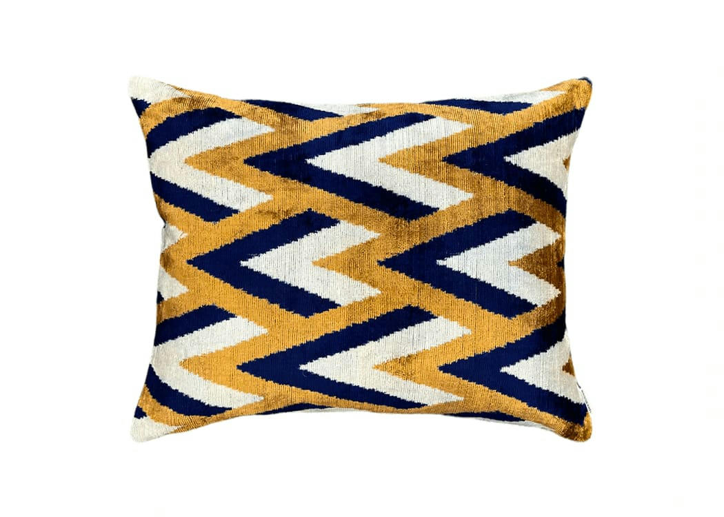 - Housse de coussin velours soie ikat  40x50 beige