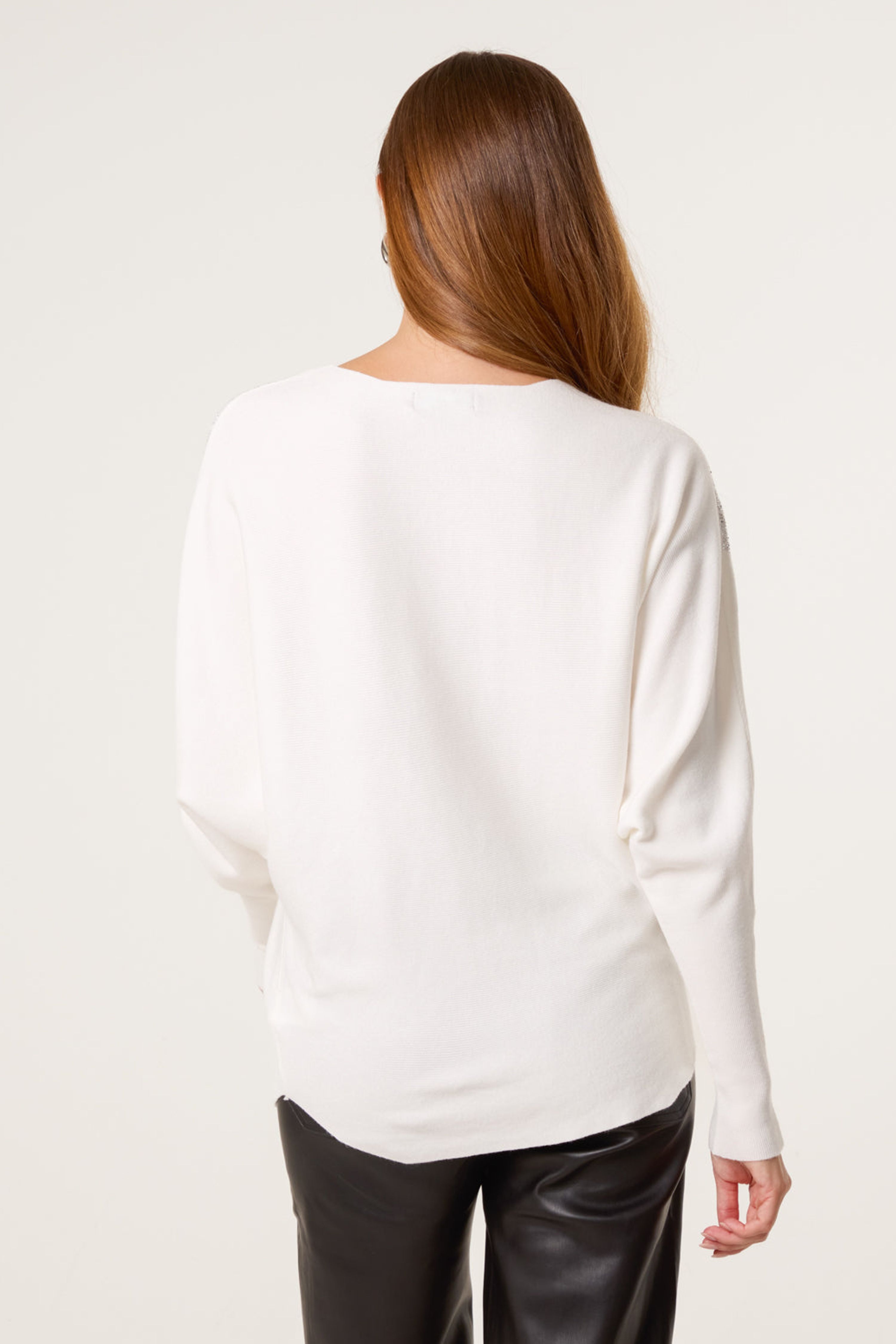 Blue Vanilla Ivory Rhinestone Detailed Jumper