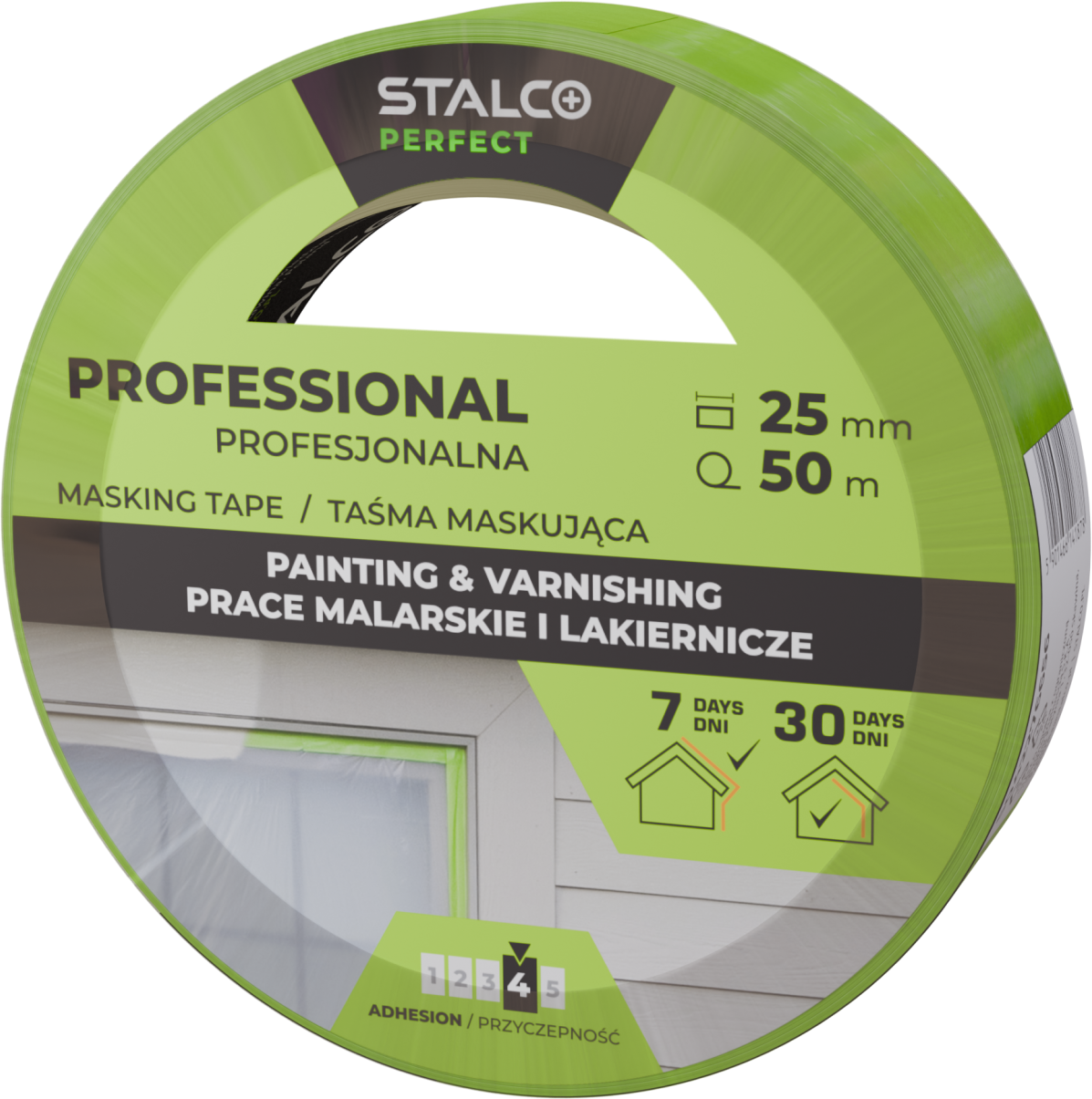 Taśma maskująca profesjonalna 25 mm x 50 m , zielony STALCO PERFECT S042276656