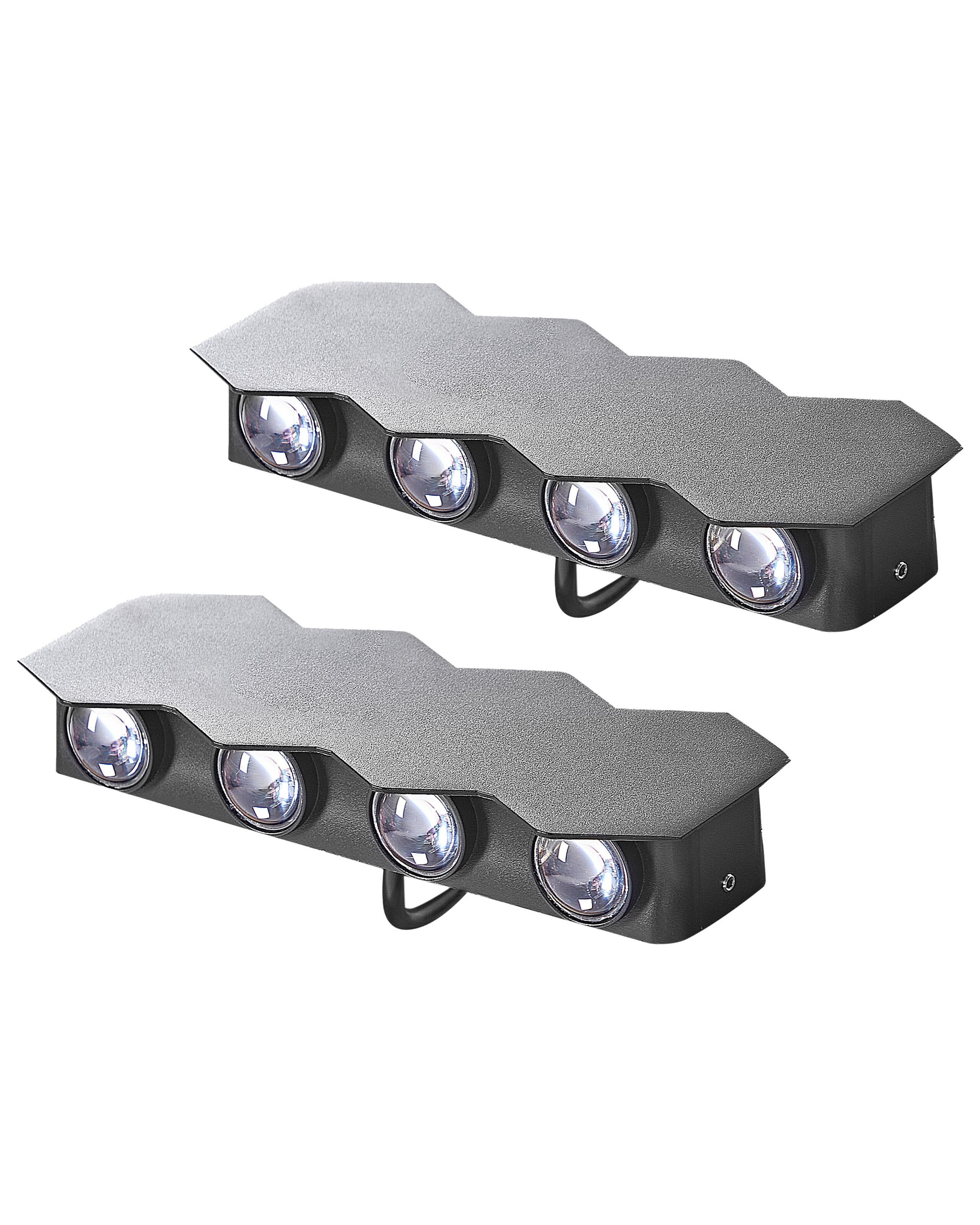 Zestaw kinkietów zewnętrznych LED metalowe czarne