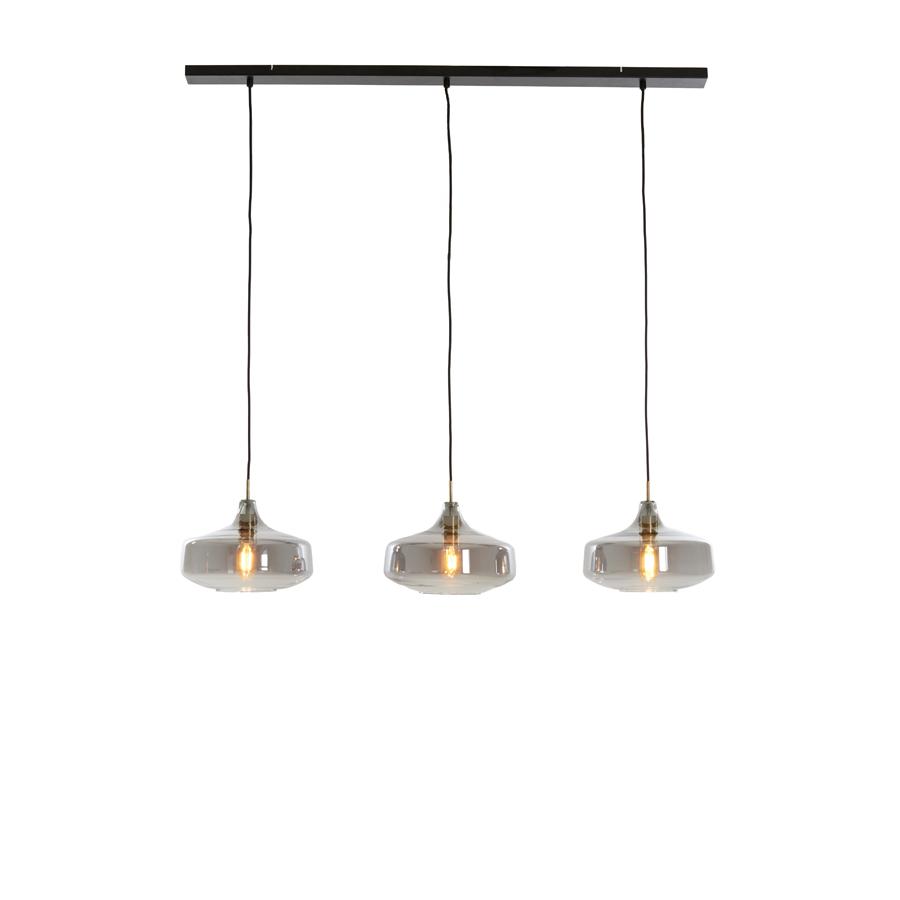 Light & Living - Solna hanglamp 3L - antiek brons smoke glas