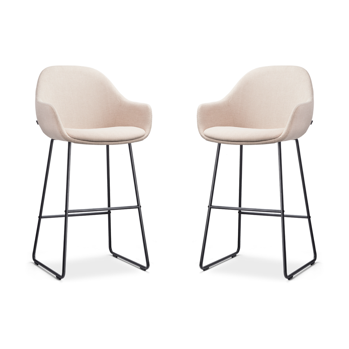 Nolon Nino-Mae Barkrukken Set van 2 - Beige - Zwart - 75 cm