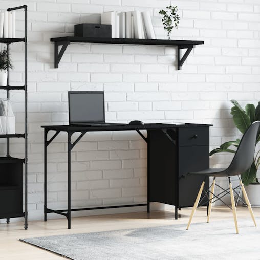 NNEVL Computer Desk Black 131x48x75 cm Engineered Wood