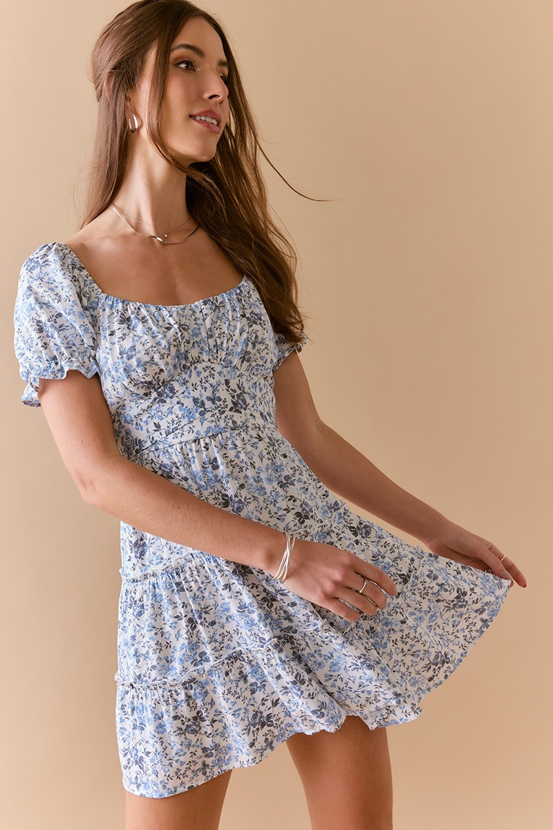 Naomi Tie Back Floral Mini Dress