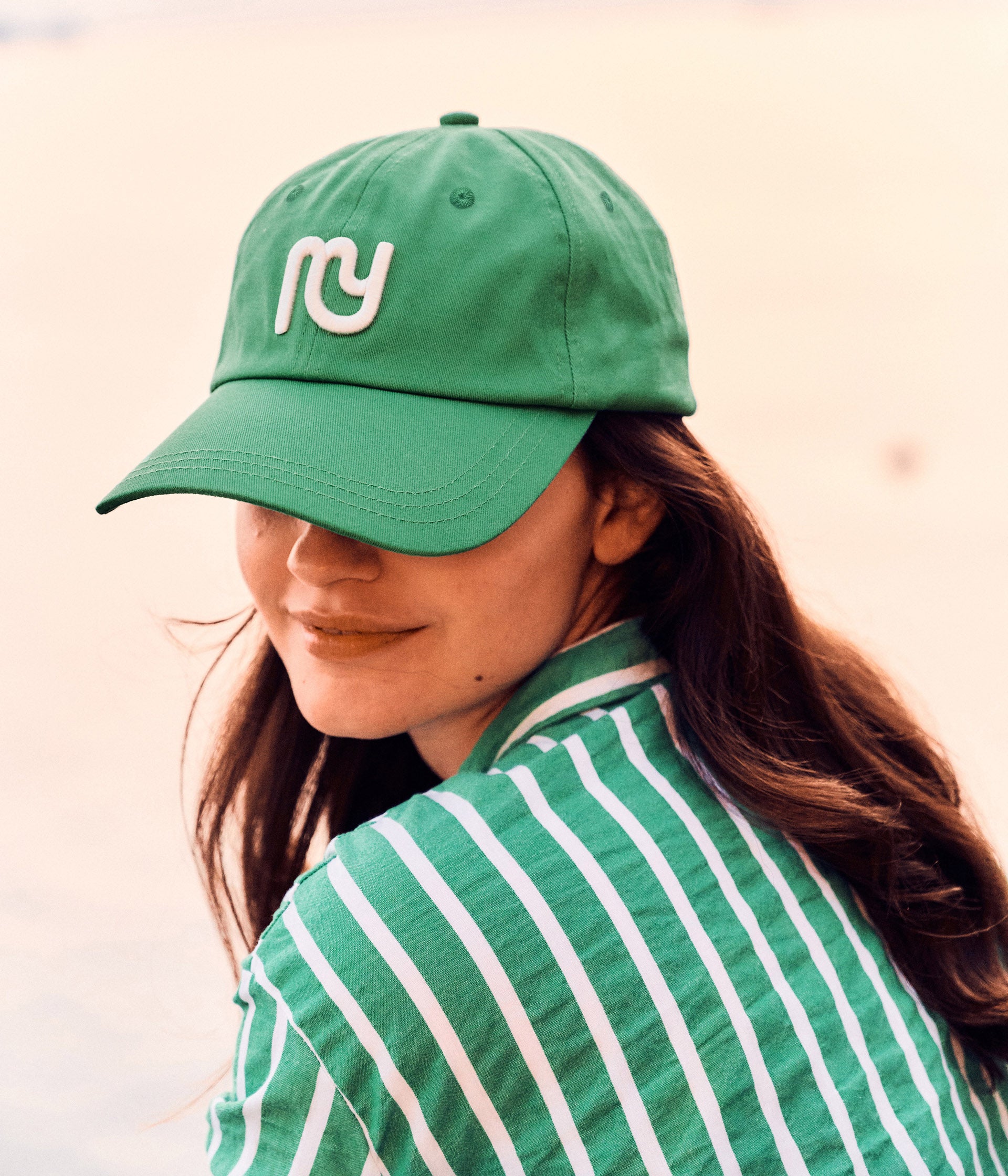 Casquette verte monogramme Lizzie
