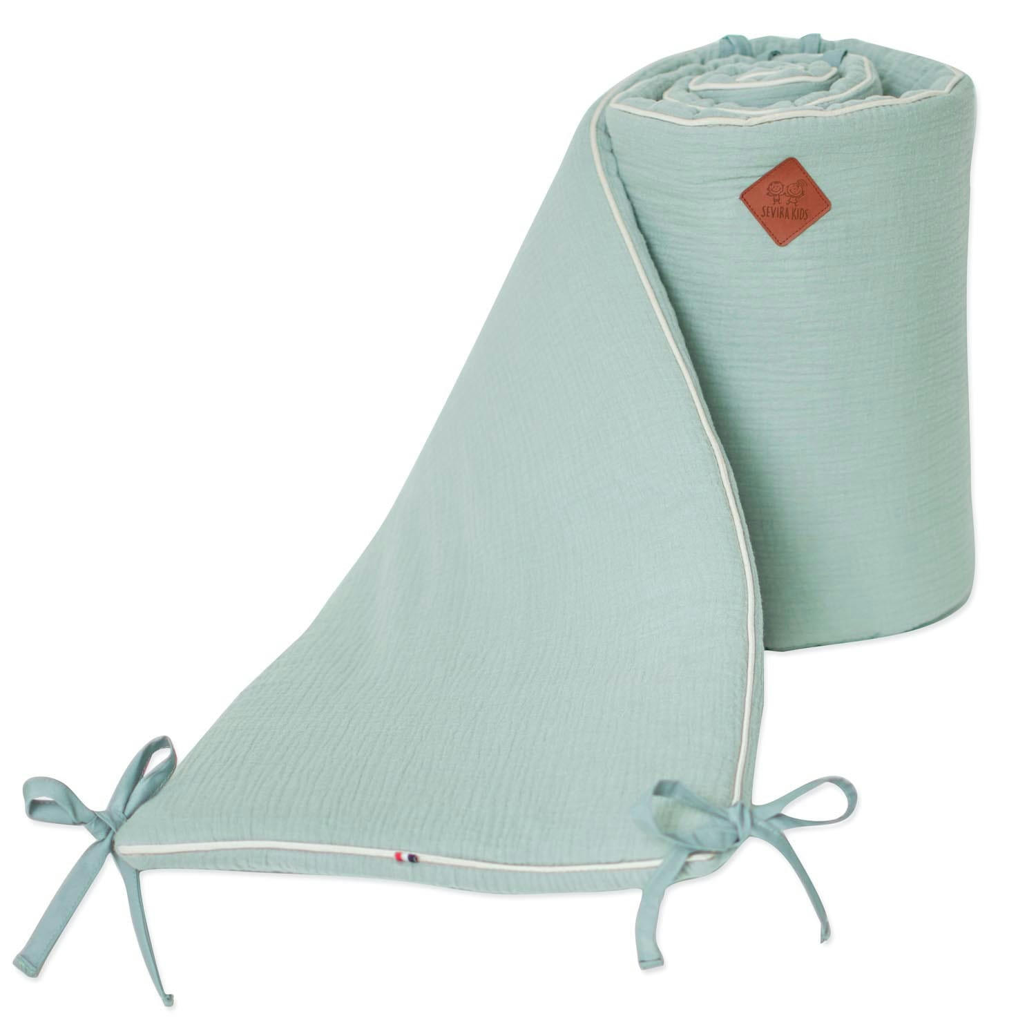 JEANNE - Tour de lit universel  gaze de coton  Vert de gris