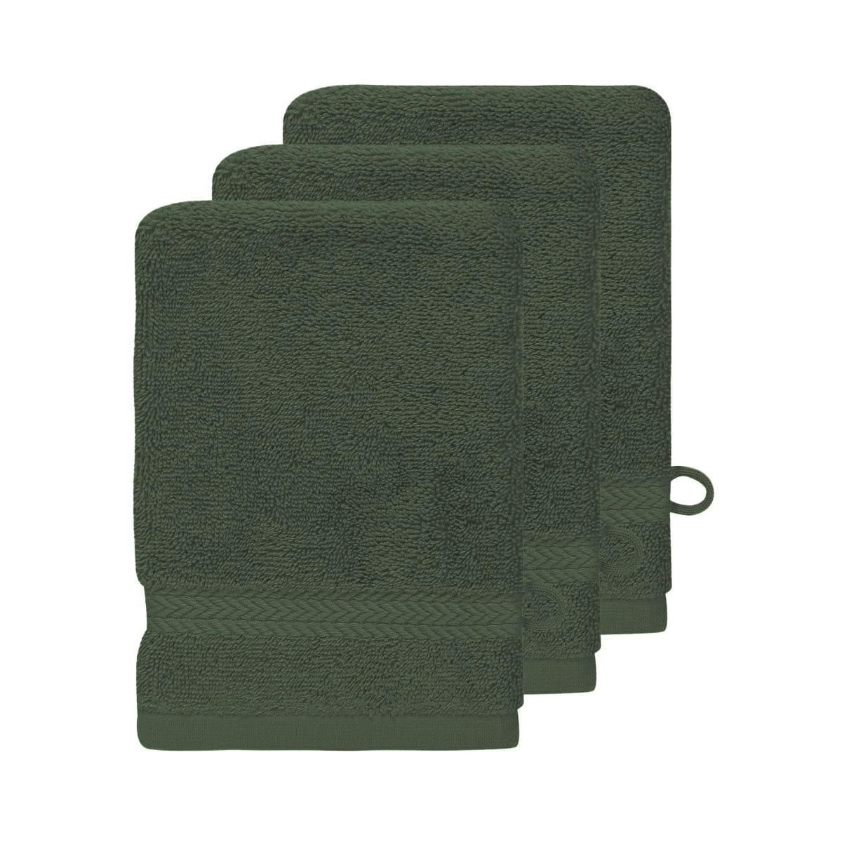 LUXURY - Lot de 3 gants de toilette 550gr/m²  eucalyptus 16x22 cm