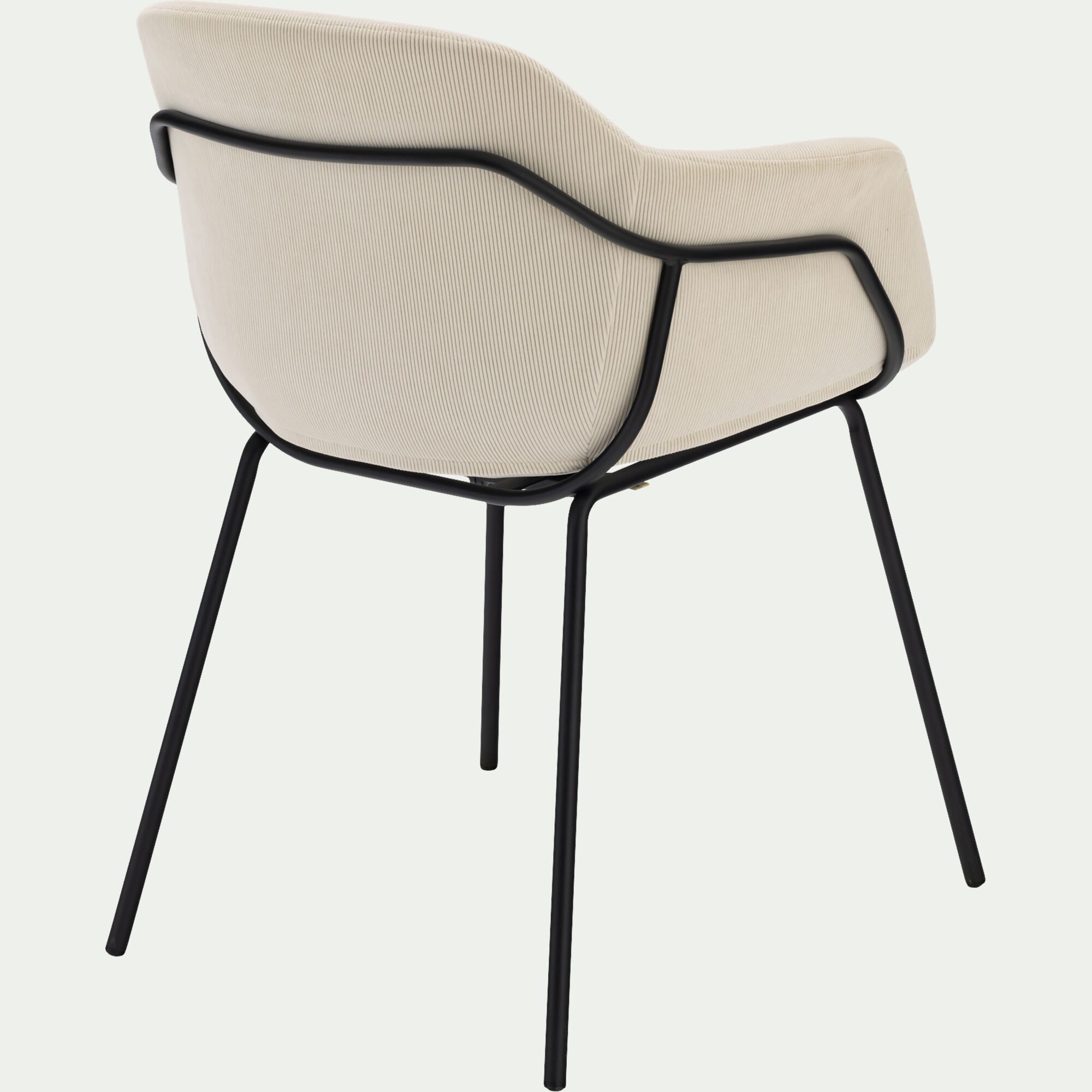 CHLOE - Chaise en velours côtelé avec accoudoirs - blanc ventoux