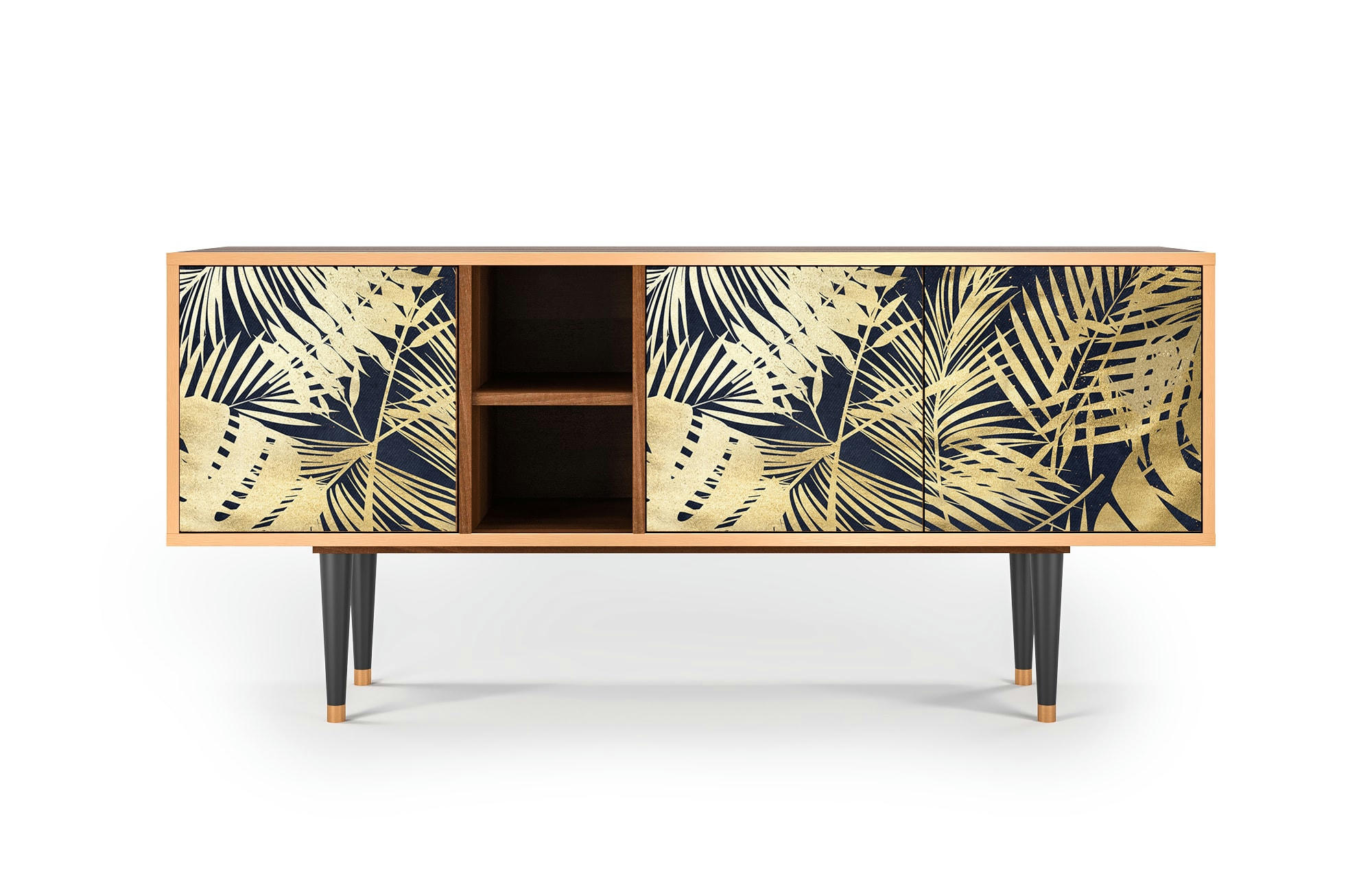 JUNGLE VIBES - Meuble TV  bleu et jaune 3 tiroirs L 150 cm