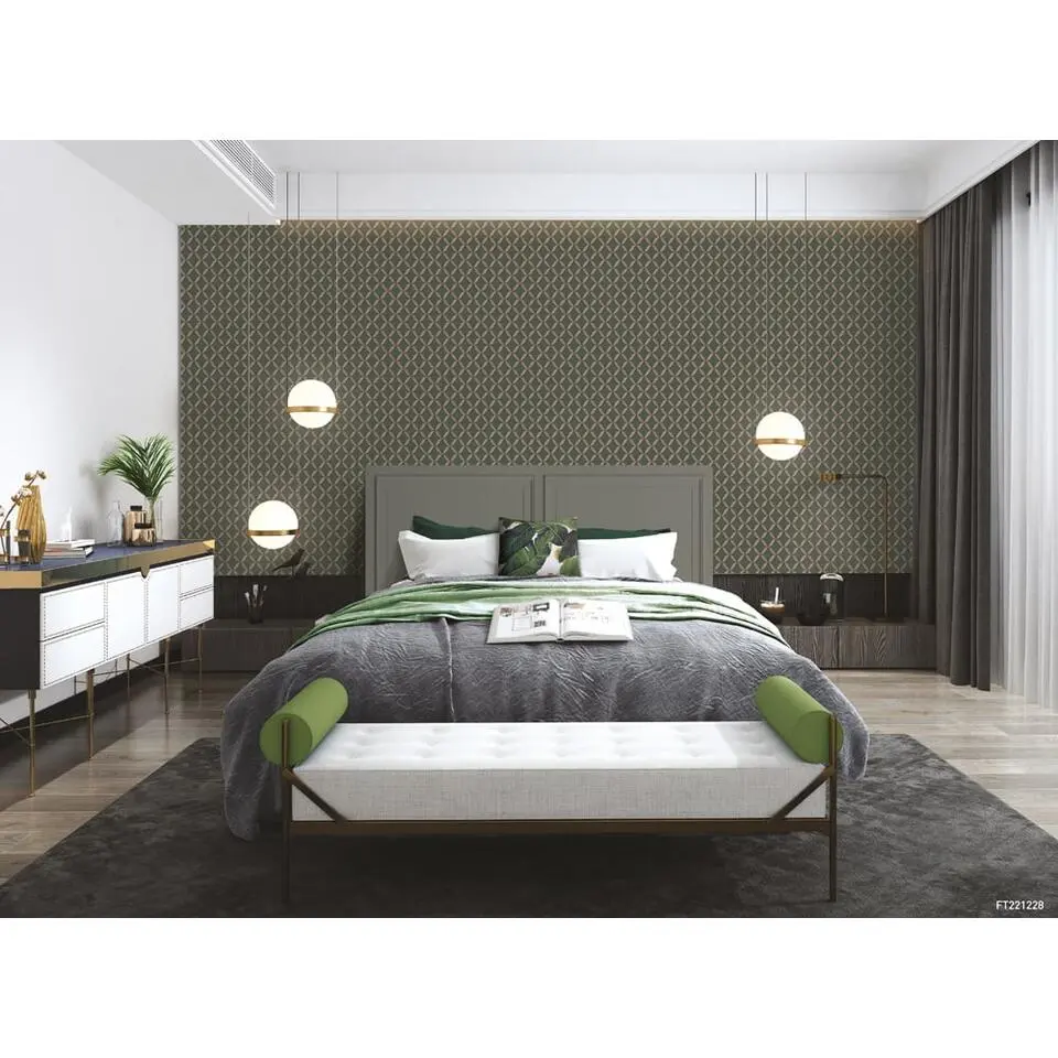 Dutch Wallcoverings Vliesbehang Fabric Touch geometric dark - groen - 10m x 53cm