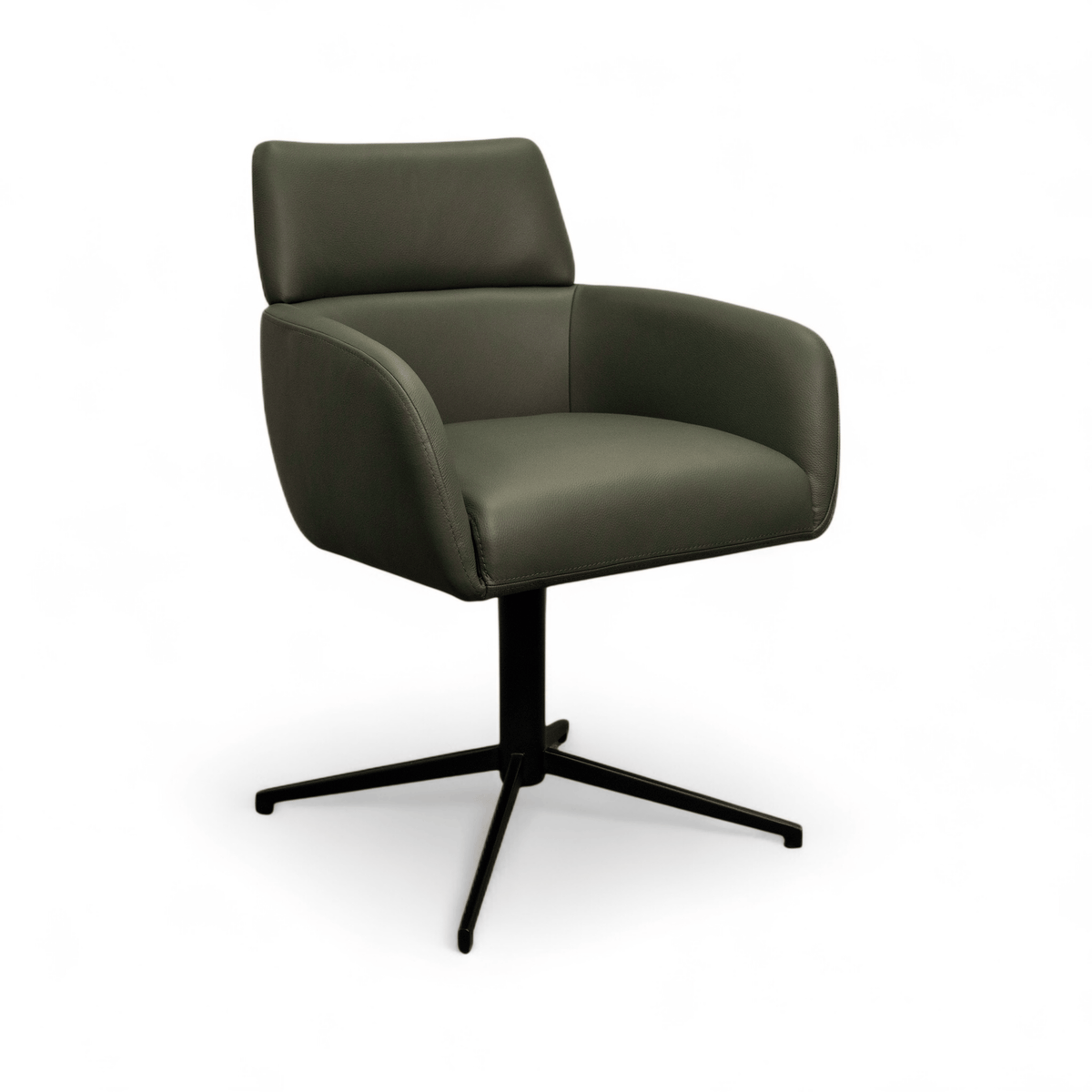 Furnhouse eetkamerstoelen armleuning Marco - Olijfgroen - Leer