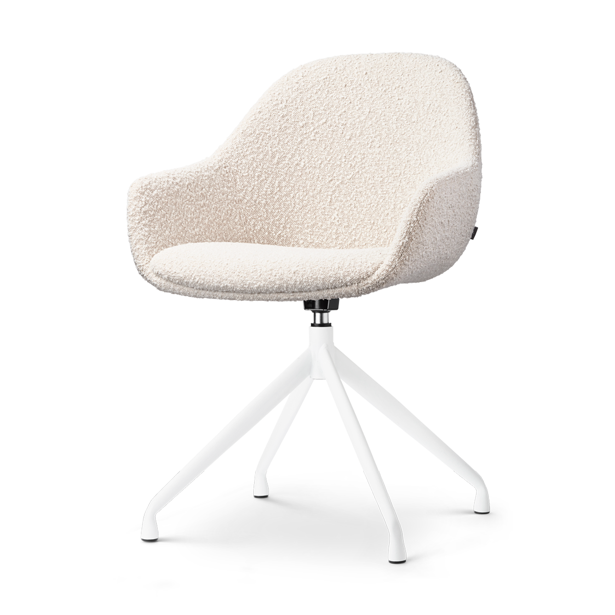 Nolon Nola-Mae Eetkamerstoel Bouclé Beige - Draaibaar Wit Onderstel