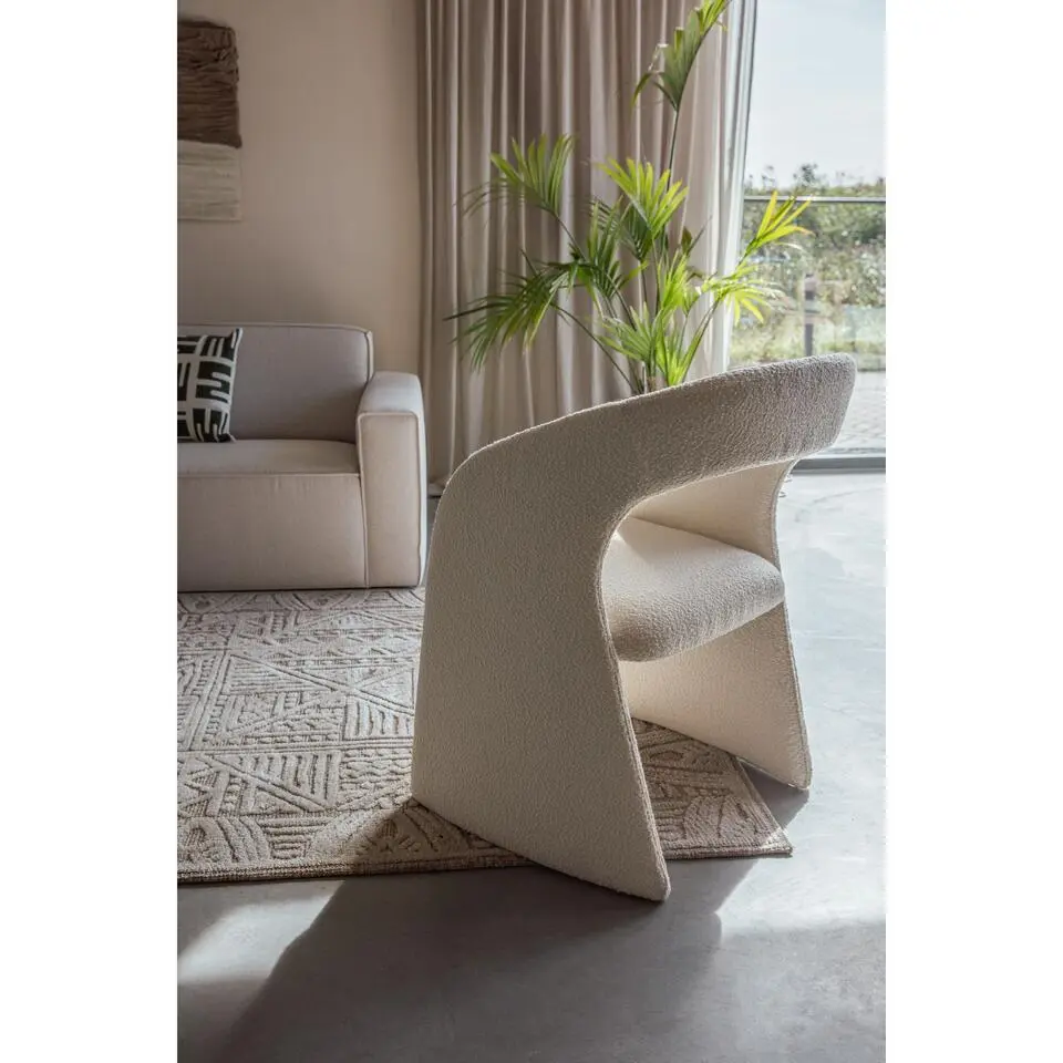 Housecraft Living Maire Stoel/ Eetkamerstoel Boucl&eacute; Off-White - Beige