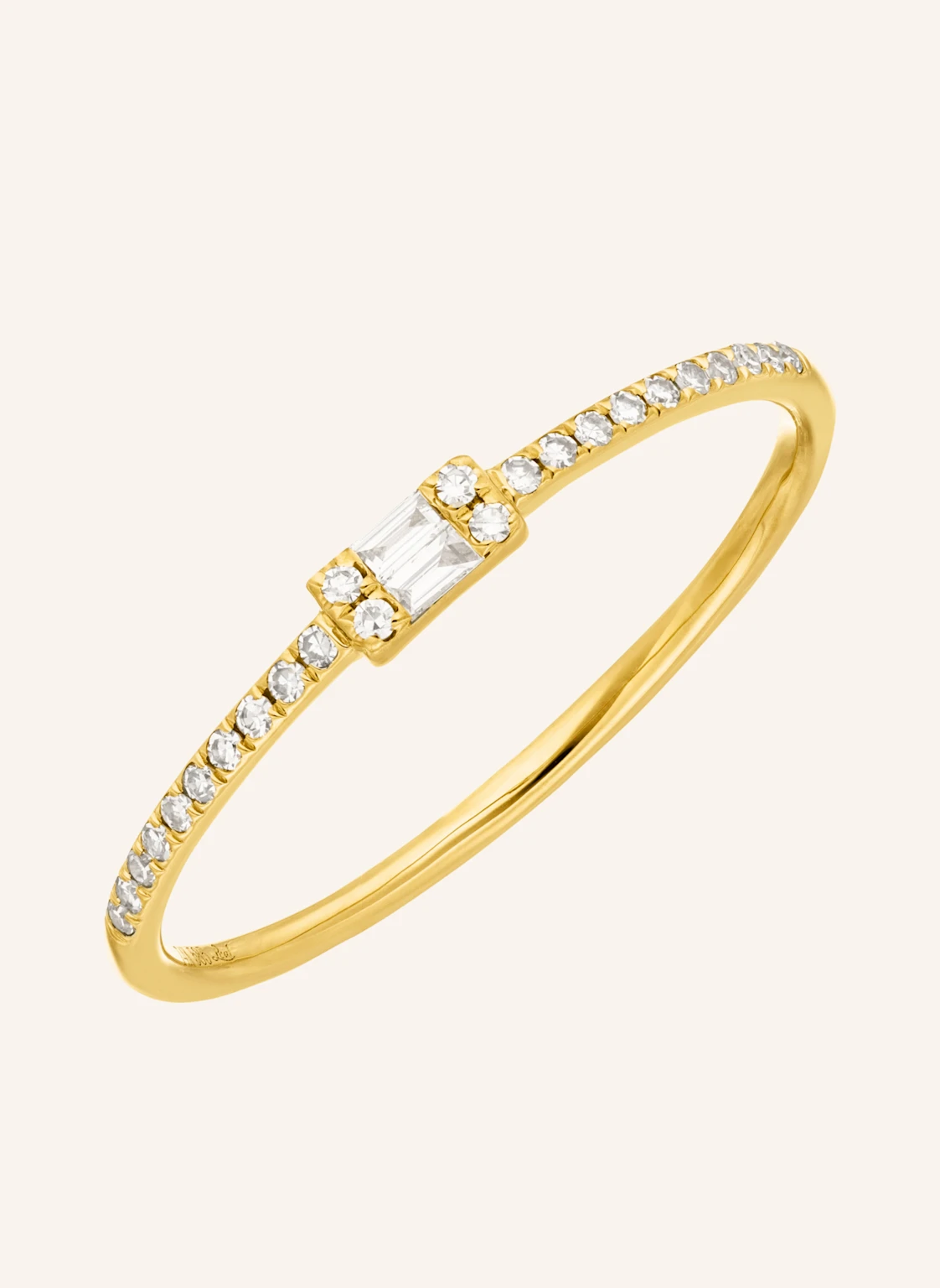 Leaf Ring TINY BAQUETTE aus 14 Karat Gelgold mit Diamanten