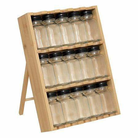 Stojak na przyprawy bambusowy z 15 słoiczkami po 70 ml