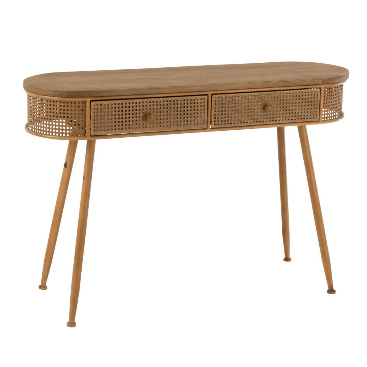 ROX - Console effet cannage en bois avec 2 tiroirs