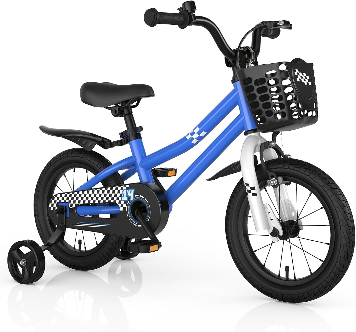 COSTWAY Kids Bike, 12 14 16 18 20 Inch Toddler Bike for Boys & Girls Aged 3-8 Years Old, Kids Bicycle w/Removable Training Wheels, Handbrake & Coaster Brake, Basket, Bell