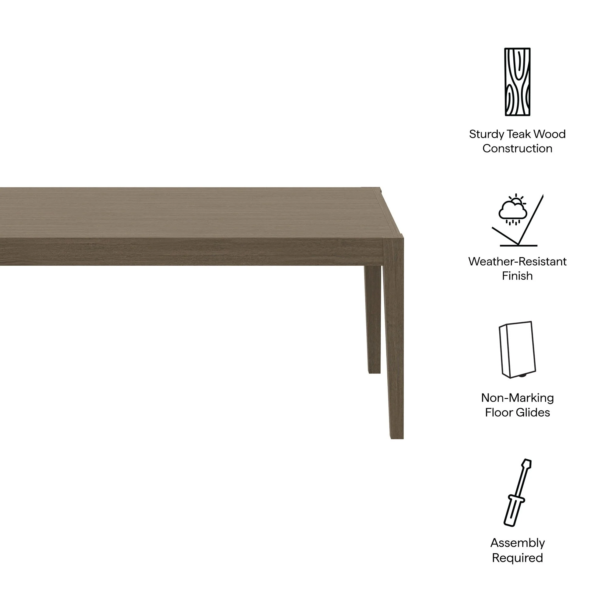 Northlake 83 Rectangular Outdoor Patio Teak Dining Table
