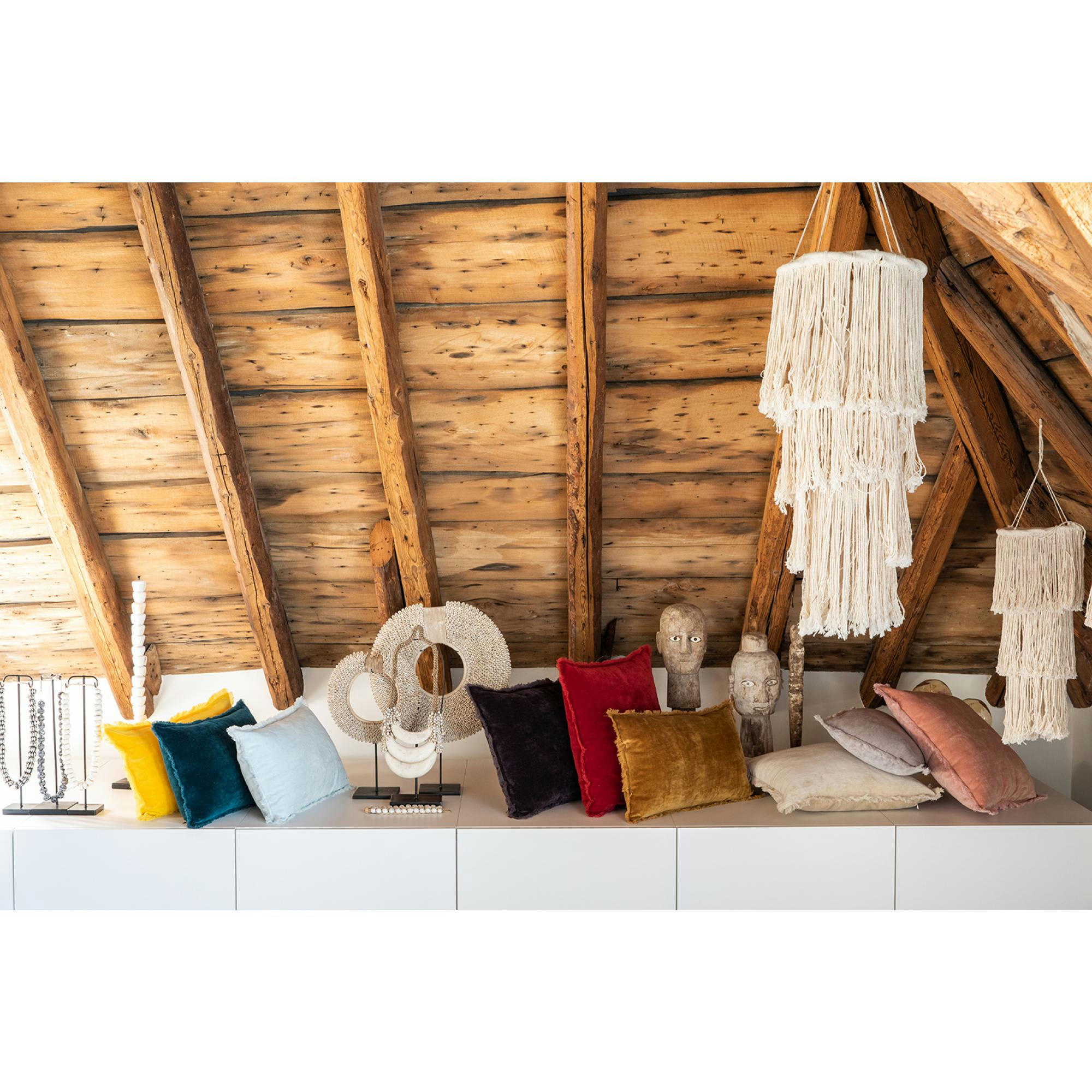 FARA - Coussin uni  en coton ombre 30 x 50