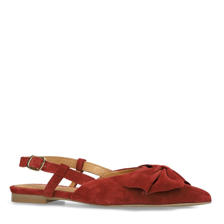 Manfield Bordeaux rode suède slingbacks met strik